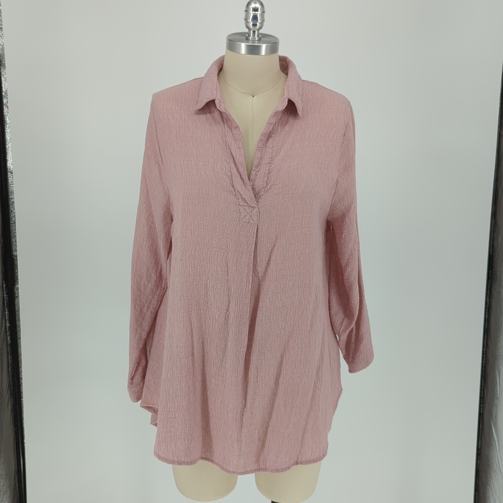 She + Sky Collar Shirt Pink M Business casual summer preppy coastalcore beach